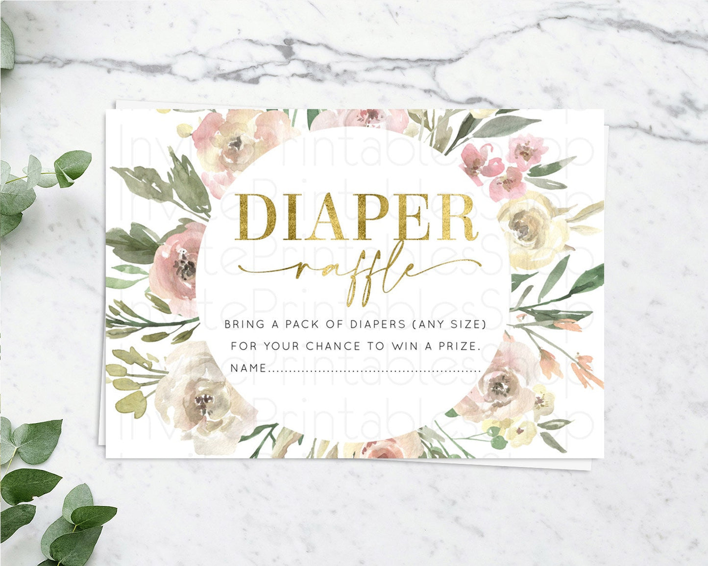 Secret Garden Diaper Raffle Card Boho Wildflower Diaper Raffle Insert Pastel Flower Garden Baby Shower Card Flower Raffle Game D10202