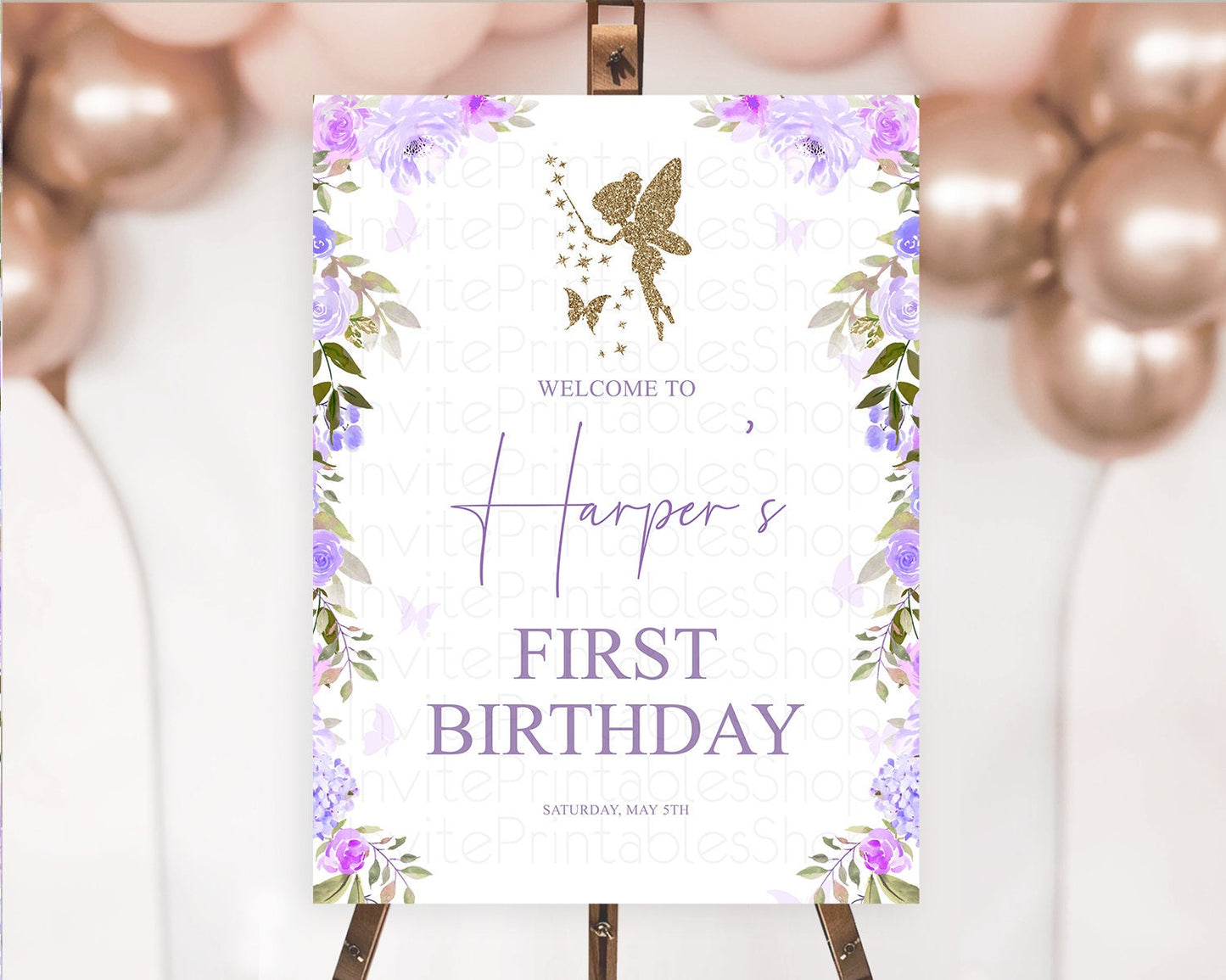 Fairy Welcome Sign Fairy Welcome Board Enchanted Garden Pastel Floral Butterfly Décor Secret Garden First Birthday Welcome Sign D10910