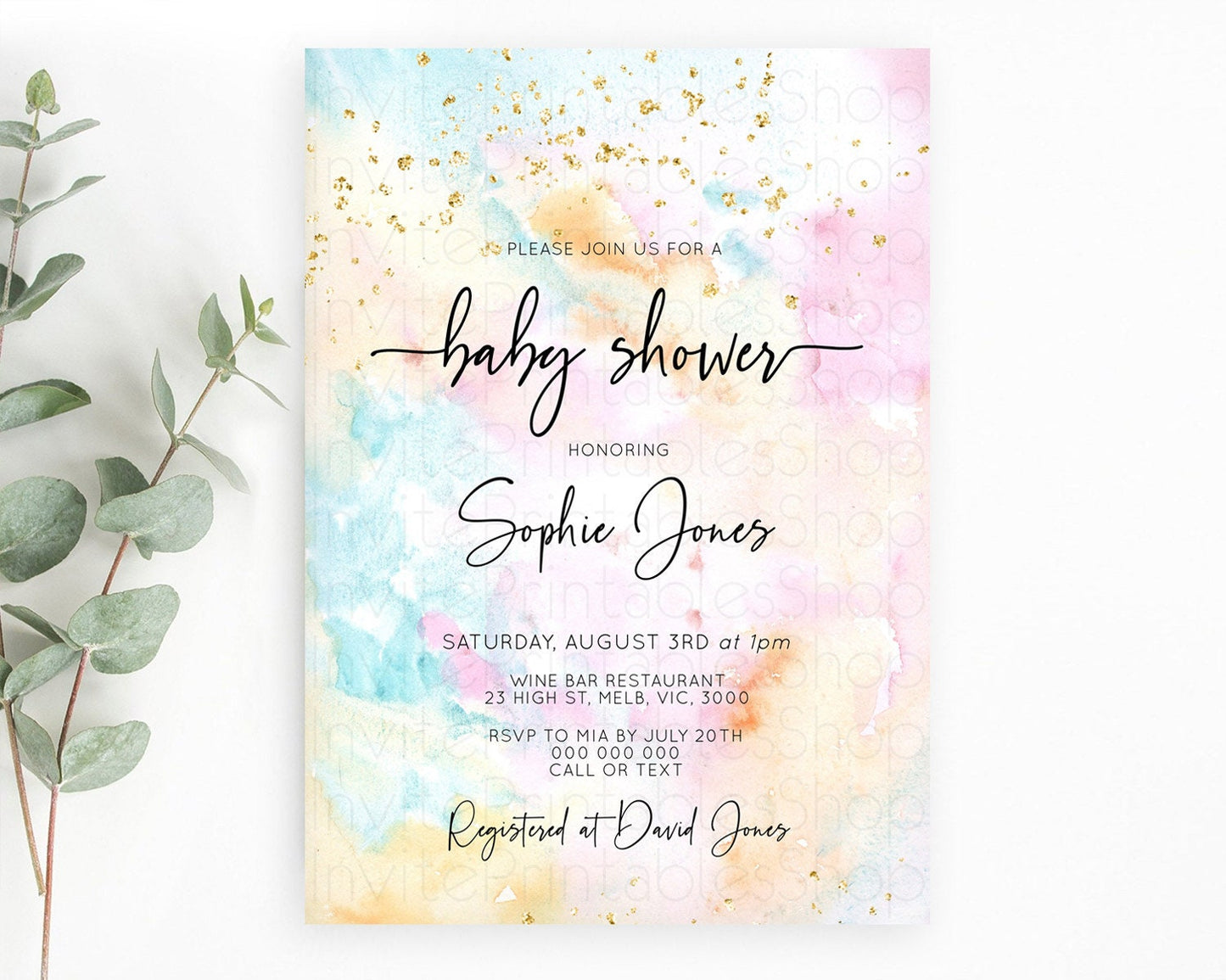 Editable Pastel Baby Shower Invitation Rainbow Baby Shower Invitation Colorf