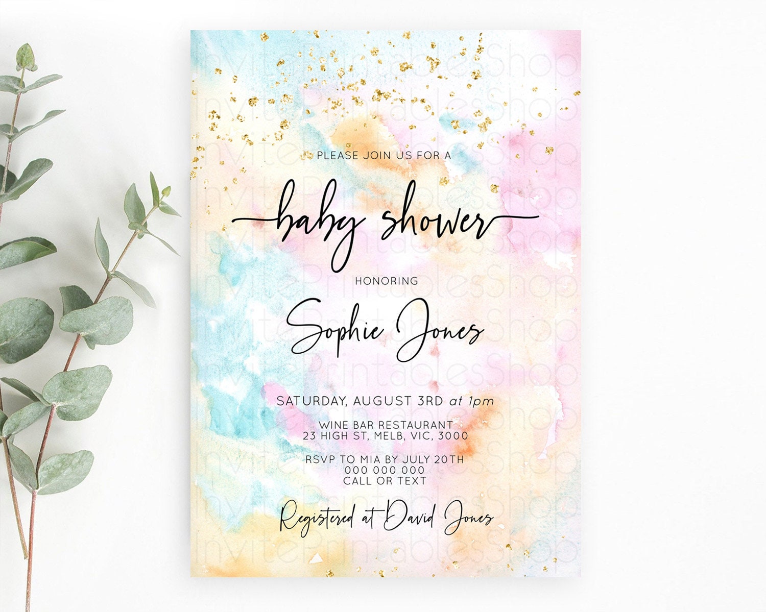 Editable Pastel Baby Shower Invitation Rainbow Baby Shower Invitation Colorf