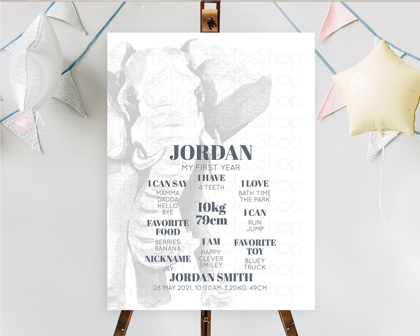 Elephant First Birthday Milestone Board Elephant Milestone Poster One Wild Year Safari Adventure Elephant Zoo Birthday Welcome Sign D10292