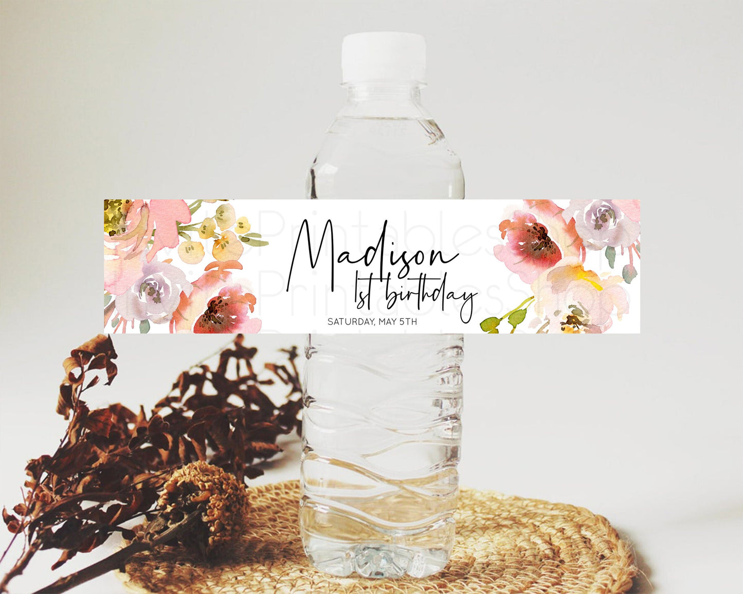 Wildflower Water Label Template Secret Garden Water Label Pastel Floral Garden Party Decor Boho Flowers Birthday Baby Shower Wedding D10194