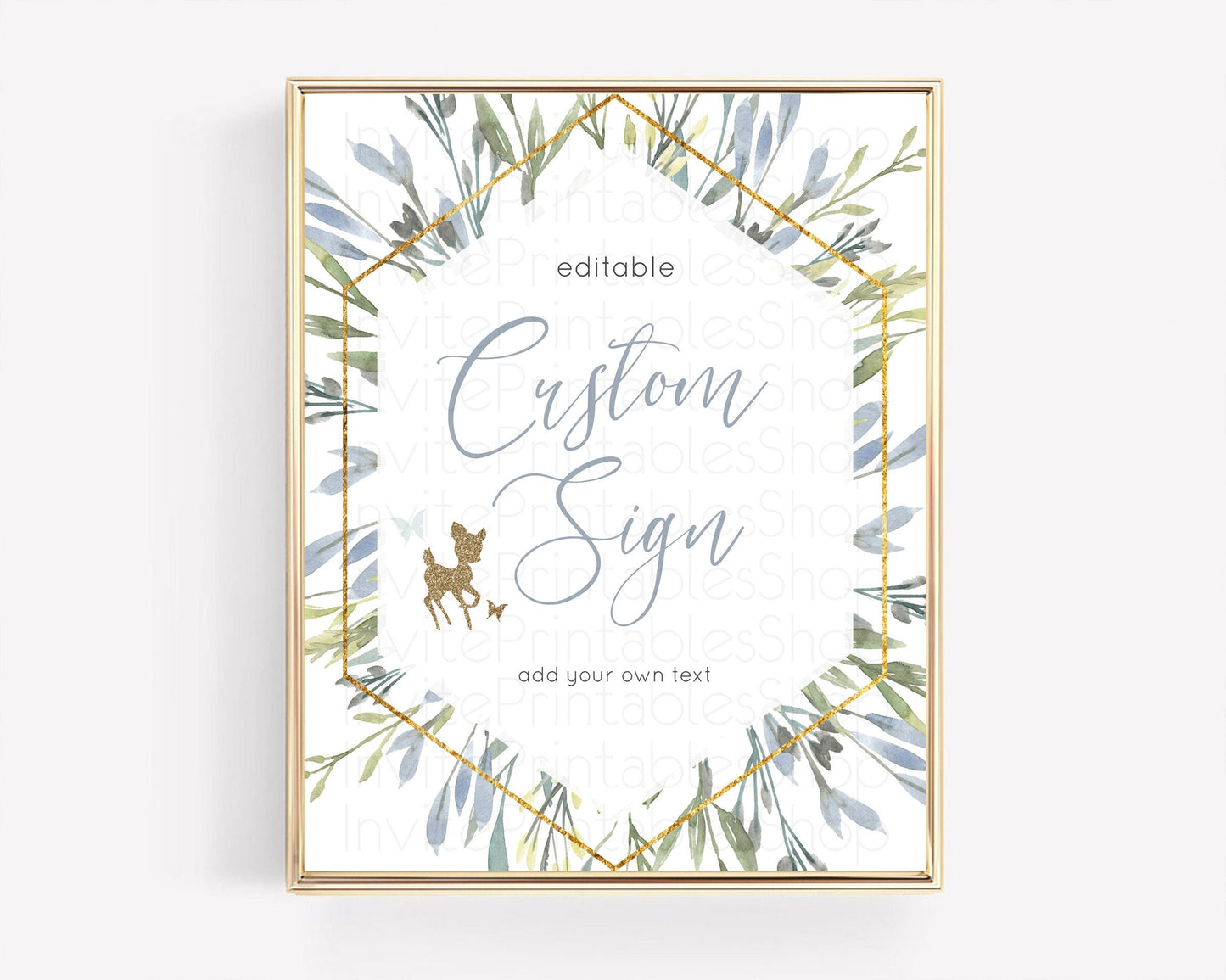 Fawn Deer Sign Pastel Floral Deer Table Sign Decor  Enchanted Forest Butterfly Party 1st Birthday Baptism Baby Shower Bridal Shower D10534