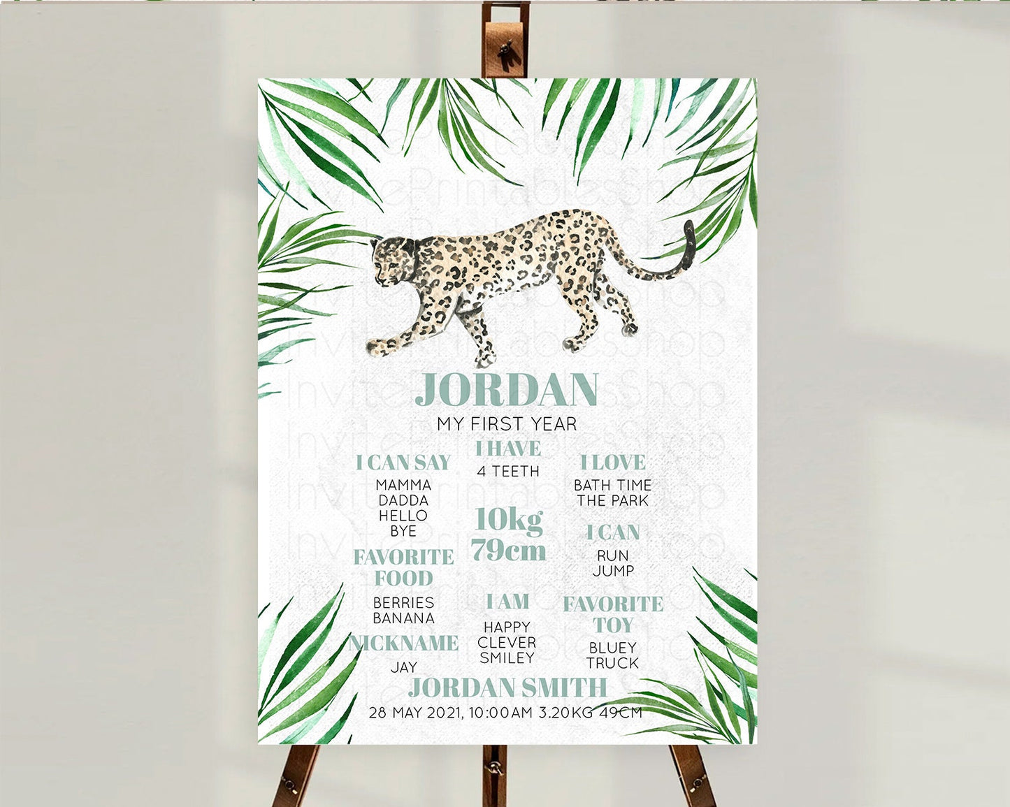 Cheetah First Birthday Milestone Board Cheetah Milestone Poster Cheetah Decor Safari Adventure Cheetah First Birthday Welcome Sign D10382