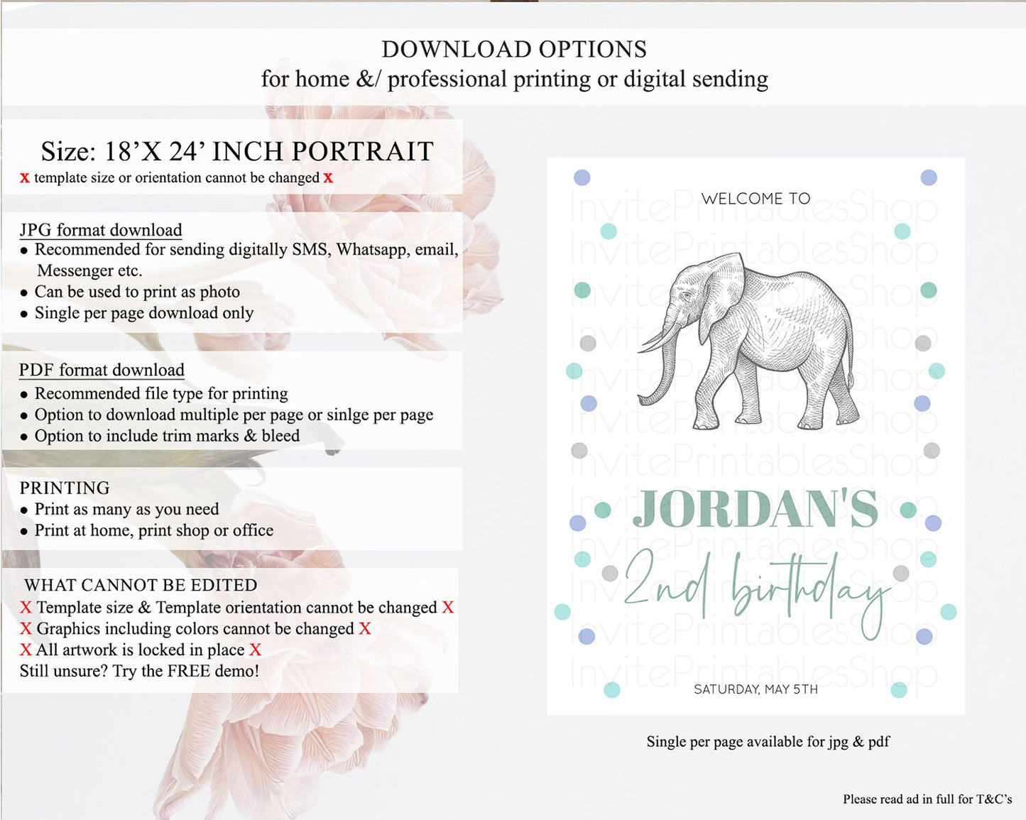 Elephant Welcome Sign Elephant Welcome Board Elephant Party Welcome Poster Safari Party Decor Elephant First Birthday Welcome Sign D10859