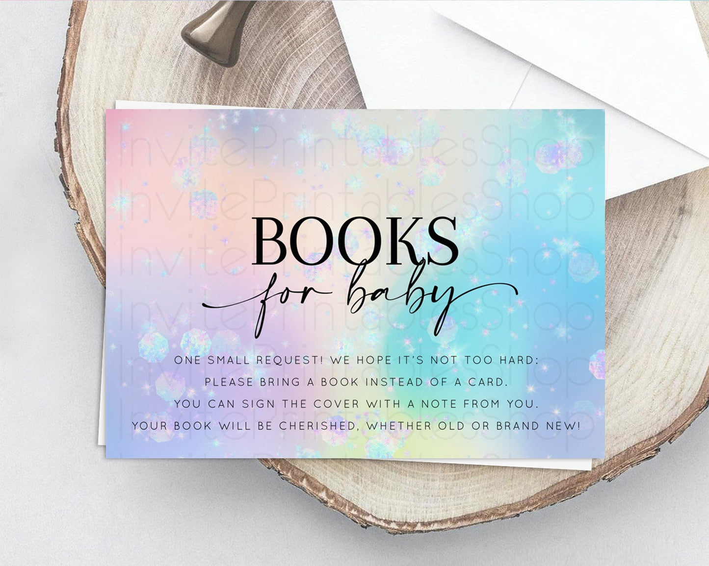 Rainbow Books For Baby Card Pastel Book Insert Colorful Pastel Watercolor Ombre Book Card Iridescent Sprinkles Book Poem Request D10665