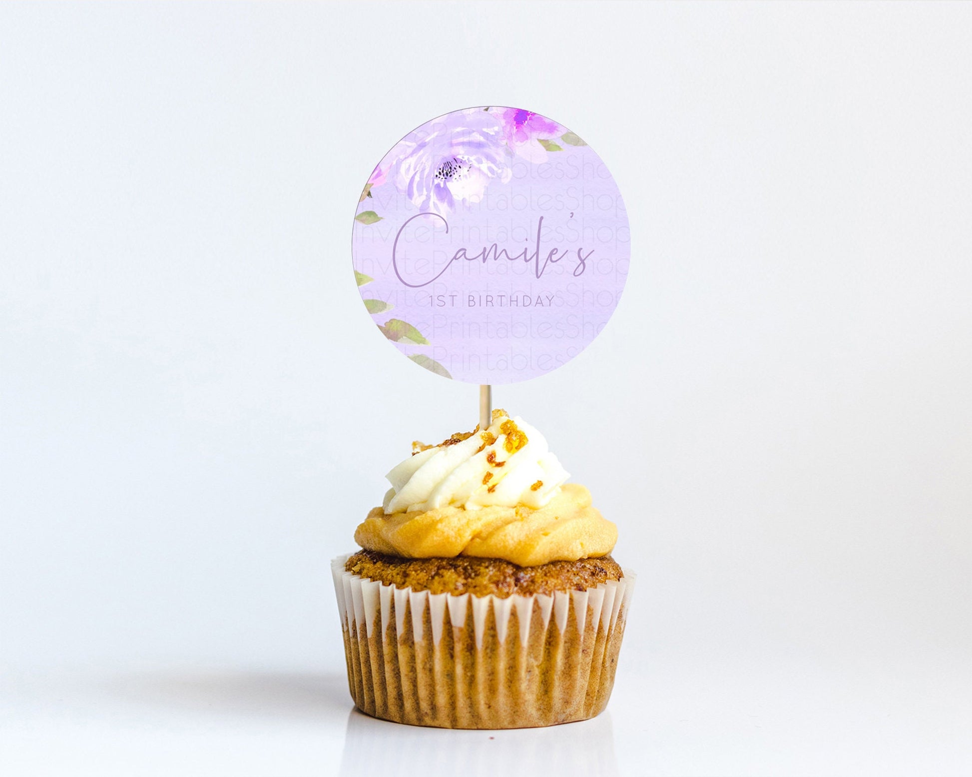 Editable Secret Garden Cupcake Toppers Wildflower Cupcake Toppers Pastel Flo