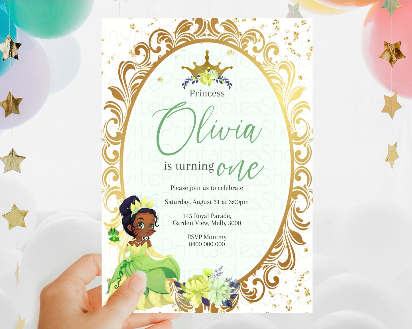 Princess Birthday Invitation Castle Invitation Royal Birthday Fairy Tale Enchanted Mirror Pastel Floral Garden 1st First Birthday D10744