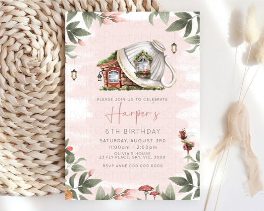 Fairy Birthday Invitation Fairy Invites Fairy Tea Party Fairy Garden Birthday Secret Garden Enchanted Garden Pastel Floral Butterfly D10563