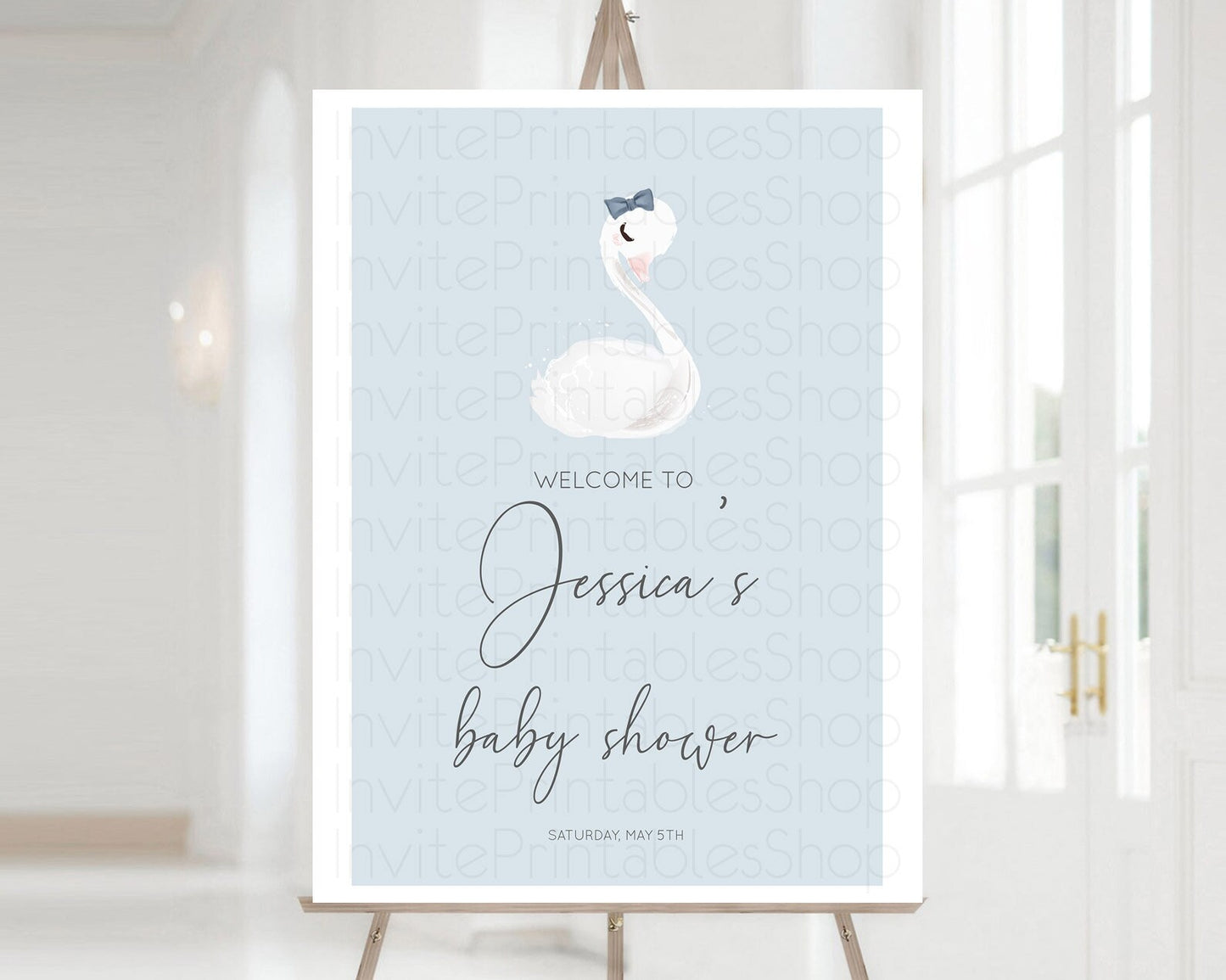 Editable Swan Baby Shower Welcome Board Swan Princess Ballet Welcome Sign En