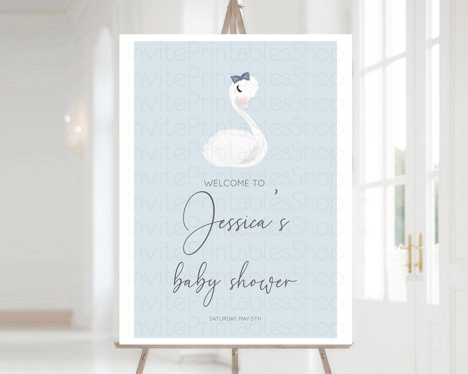 Editable Swan Baby Shower Welcome Board Swan Princess Ballet Welcome Sign En