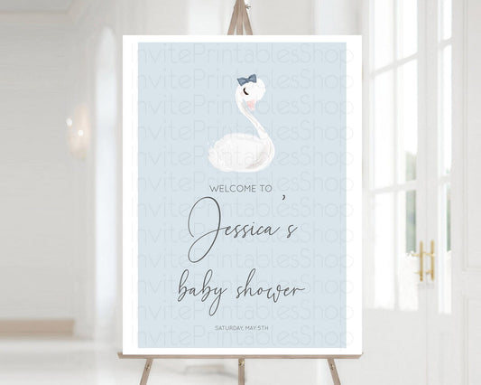 Editable Swan Baby Shower Welcome Board Swan Princess Ballet Welcome Sign En