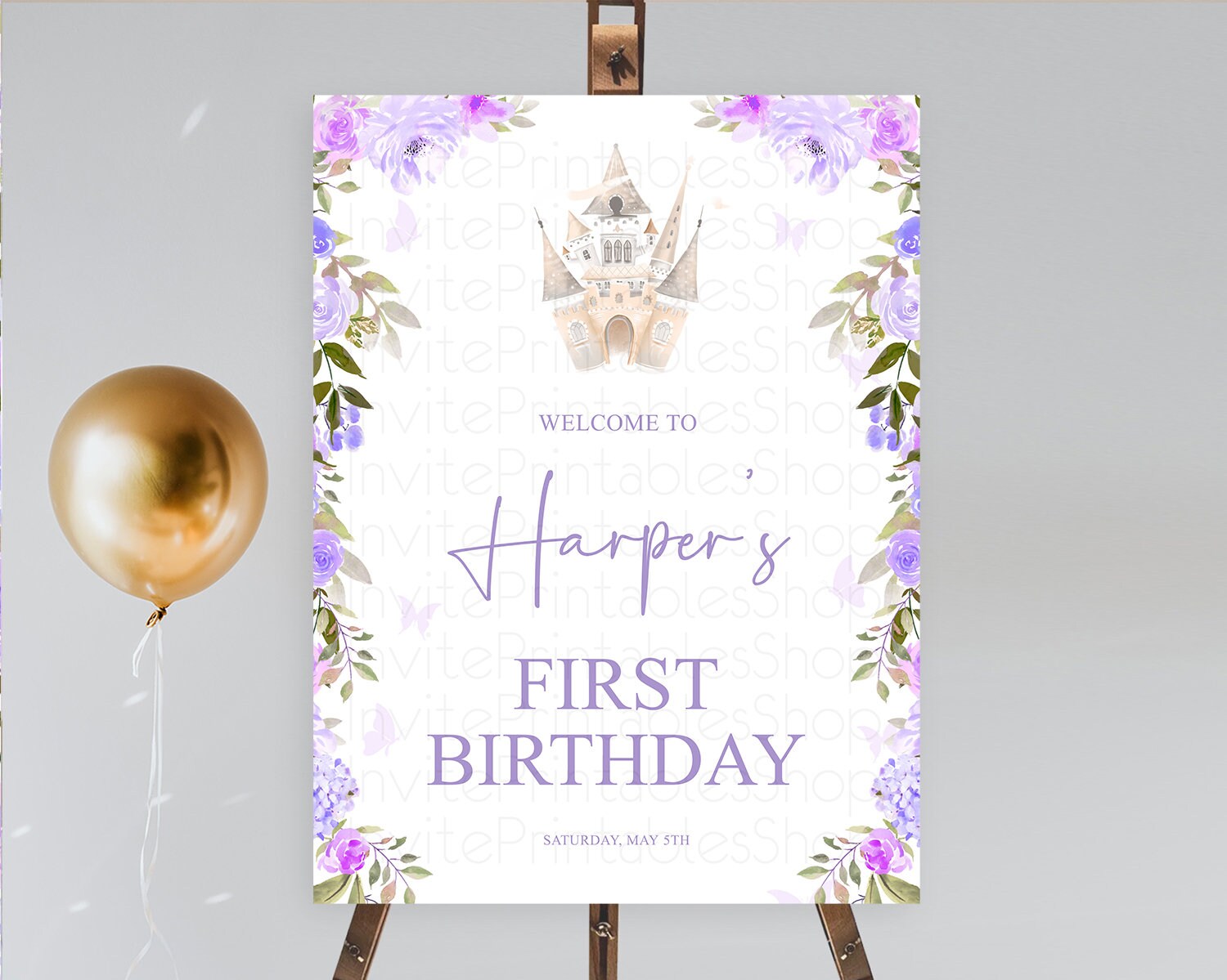 Editable Princess Birthday Welcome Sign Castle Welcome Board Secret Garden E