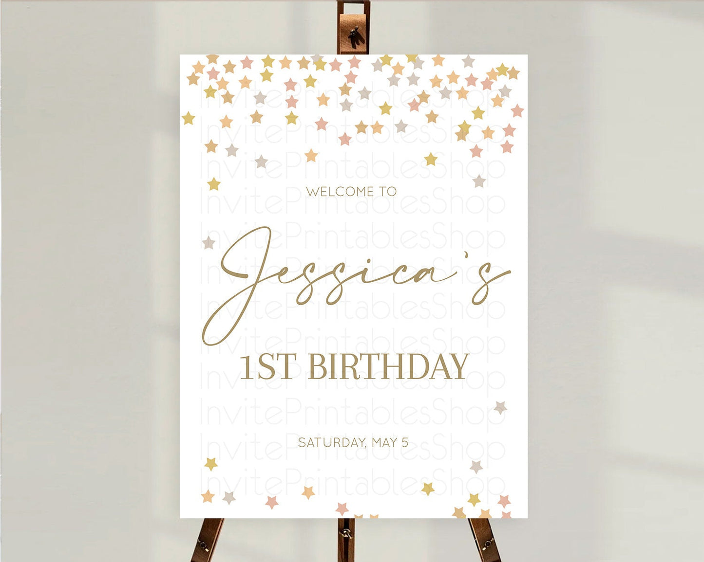 Star Welcome Board Pastel Stars Welcome Sign Shooting Star Rainbow Colorful Confetti Twinkle Little Star First Birthday Welcome Sign D10342