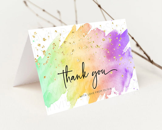 Editable Pastel Thank You Rainbow Thank You Card Colorful Pastel Birthday Th
