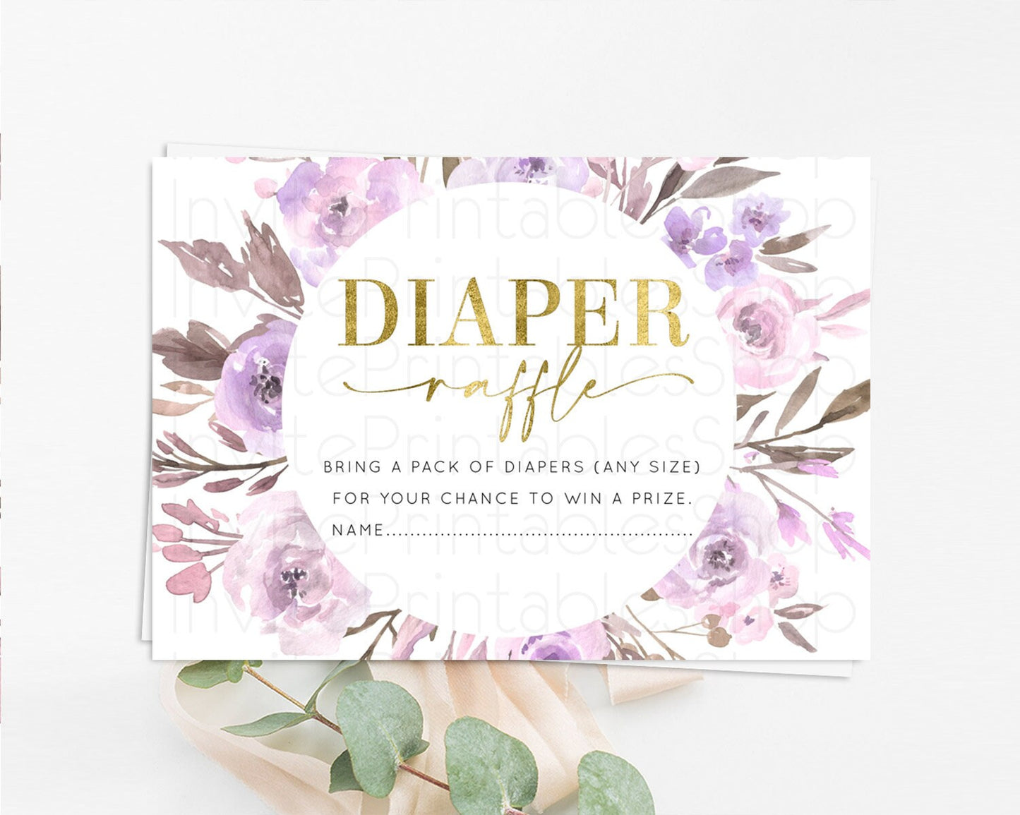 Secret Garden Diaper Raffle Card Boho Wildflower Diaper Raffle Insert Pastel Flower Garden Baby Shower Card Flower Raffle Game D10201