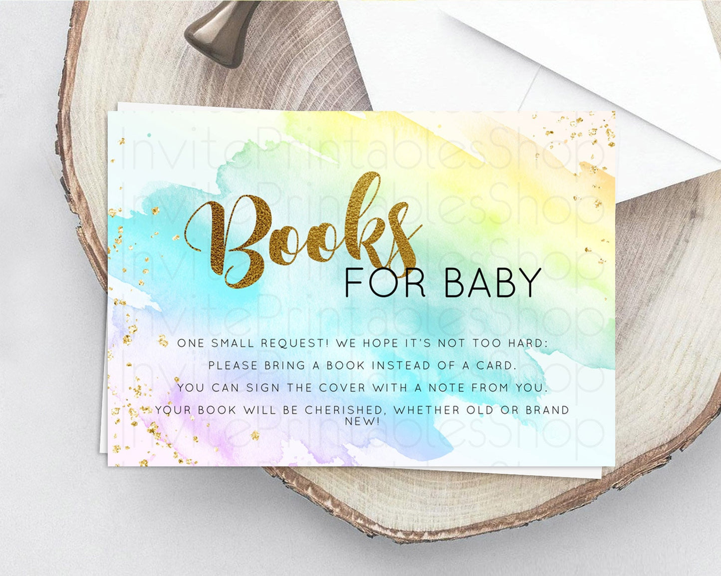 Pastel Books For Baby Card Pastel Rainbow Book Insert Colorful Ombre Watercolor Book Card Confetti Glitter Baby Book Poem Request D11026