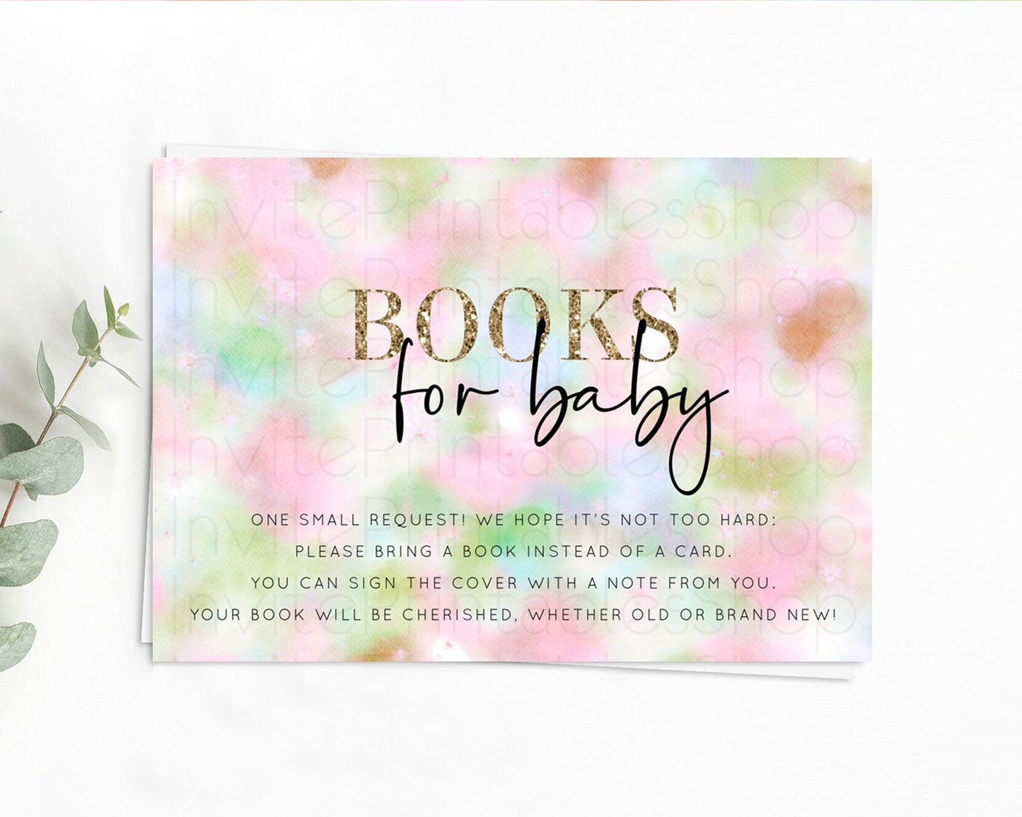 Pastel Books For Baby Card Pastel Rainbow Book Insert Colorful Ombre Watercolor Book Card Confetti Glitter Baby Book Poem Request D10698