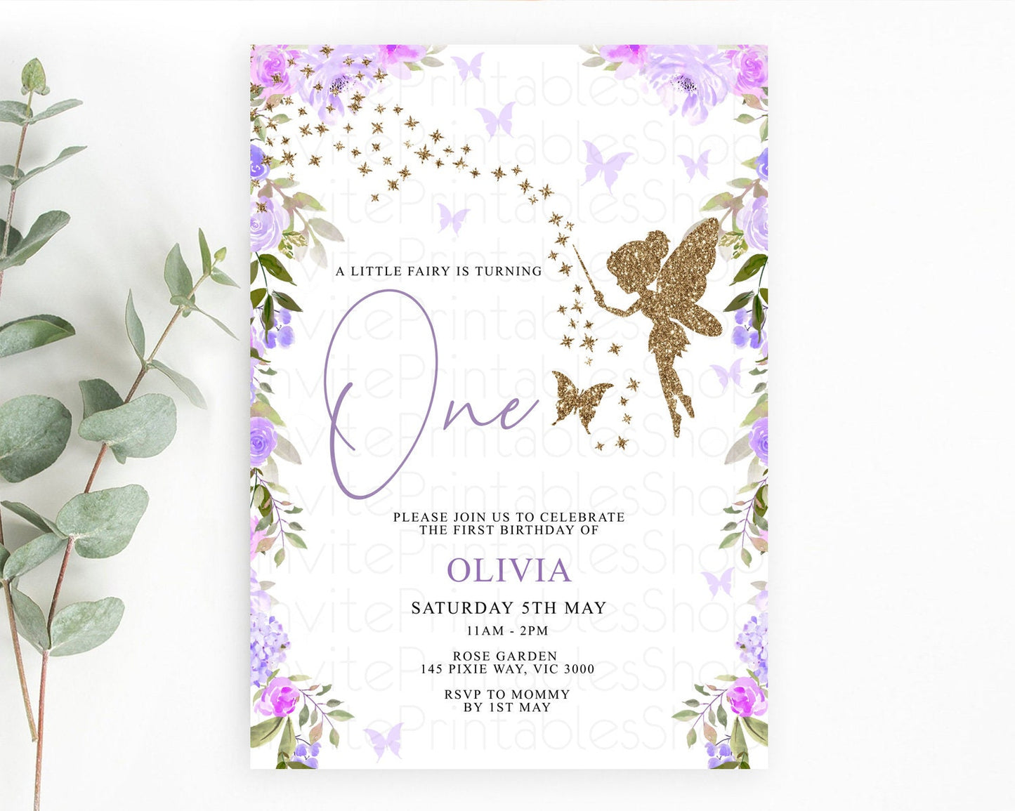 Fairy Birthday Invitation Fairy Invites Fairy Tea Party Fairy Garden Birthday Secret Garden Enchanted Garden Pastel Floral Butterfly D10910