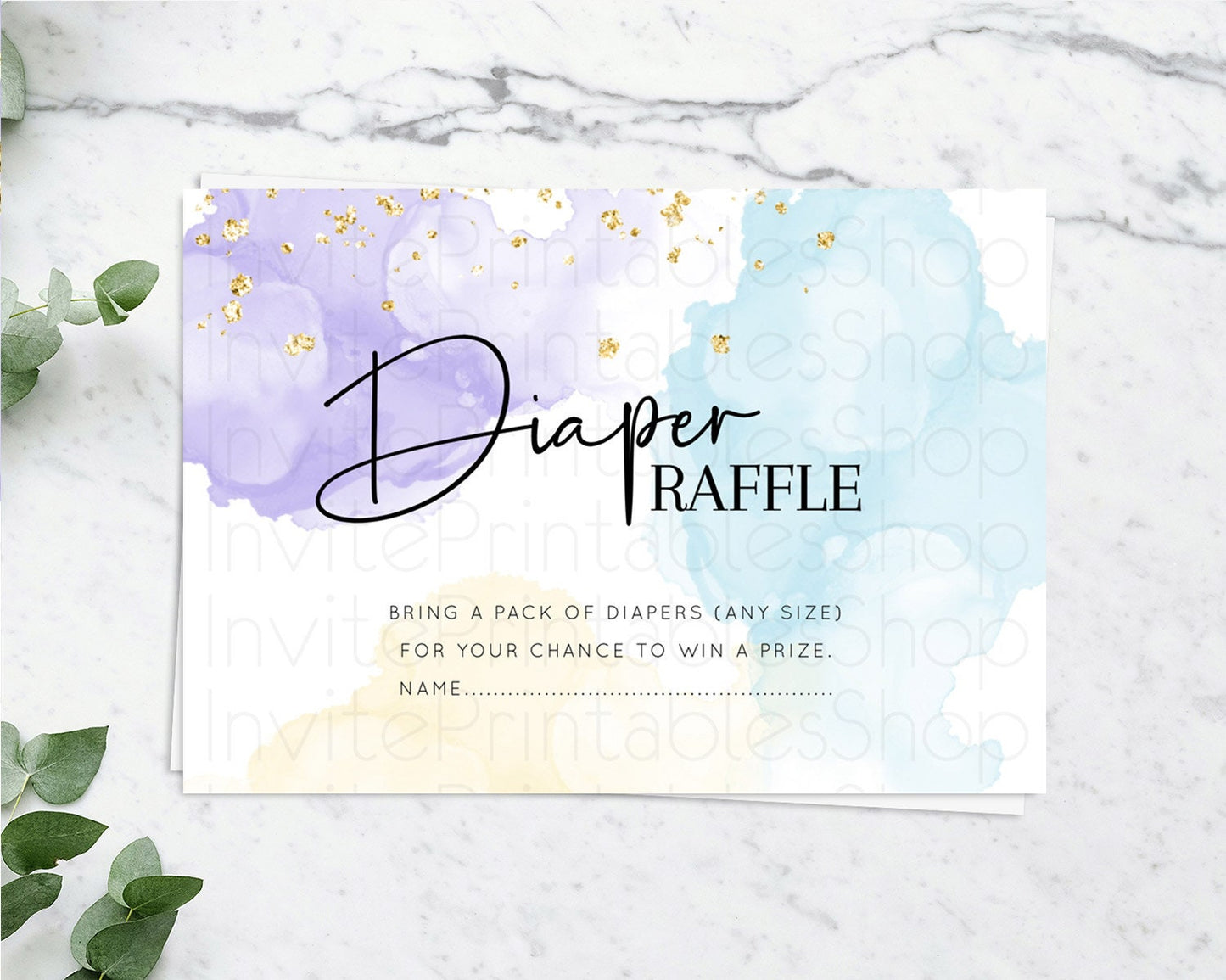 Pastel Diaper Raffle Card Pastel Rainbow Diaper Raffle Insert Colorful Ombre Watercolor Diaper Ticket Confetti Glitter Raffle Game D10208