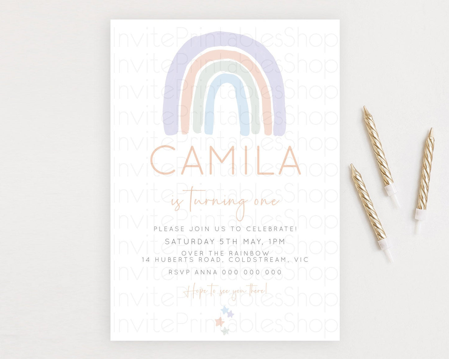 Pastel Rainbow Birthday Invitation Pastel Rainbow Invitation Rainbow Invitation Pastel Invitation Boho Rainbow 1st First Birthday D23097