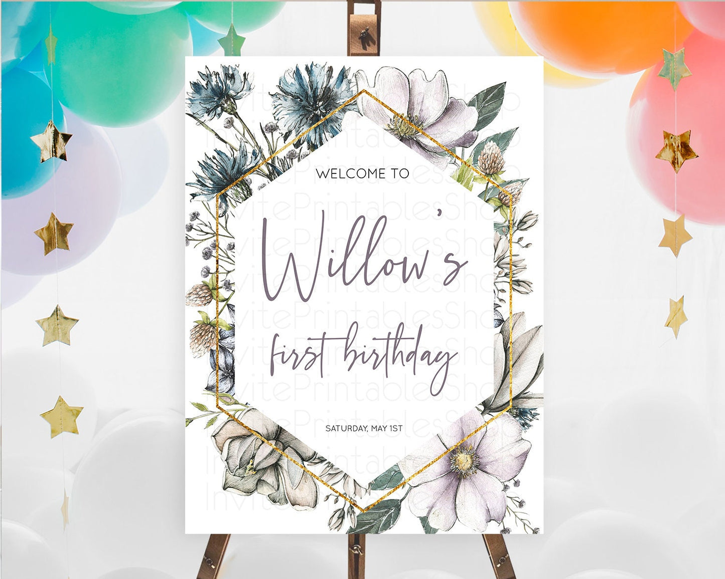 Secret Garden Welcome Sign Wildflower Welcome Board Pastel Flower Garden Welcome Poster Boho Wildflower First Birthday Welcome Sign D10501