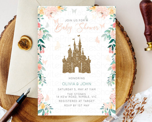 Editable Princess Baby Shower Invitation, Enchanted Castle, Fairy Garden, Pa
