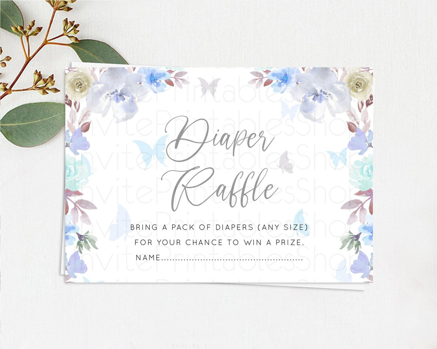 Secret Garden Diaper Raffle Card Boho Wildflower Diaper Raffle Insert Pastel Flower Garden Baby Shower Card Flower Raffle Game D10932