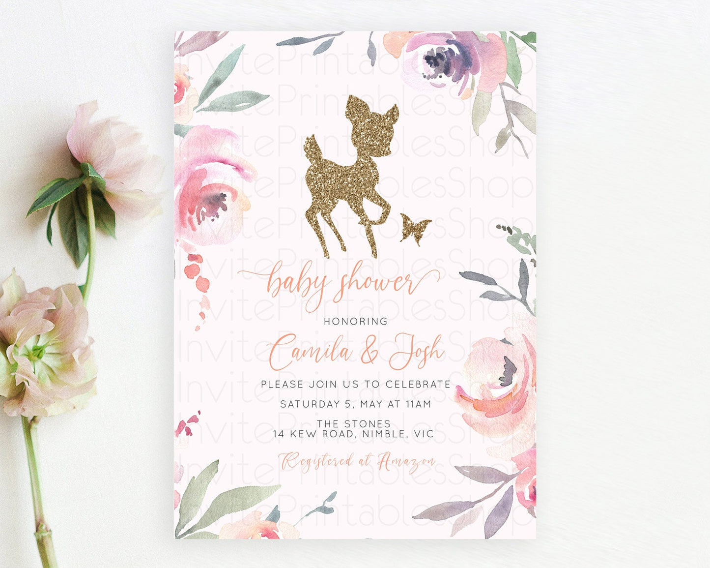Editable Fawn Baby Shower Invitation Deer Baby Shower Invites Enchanted Fore