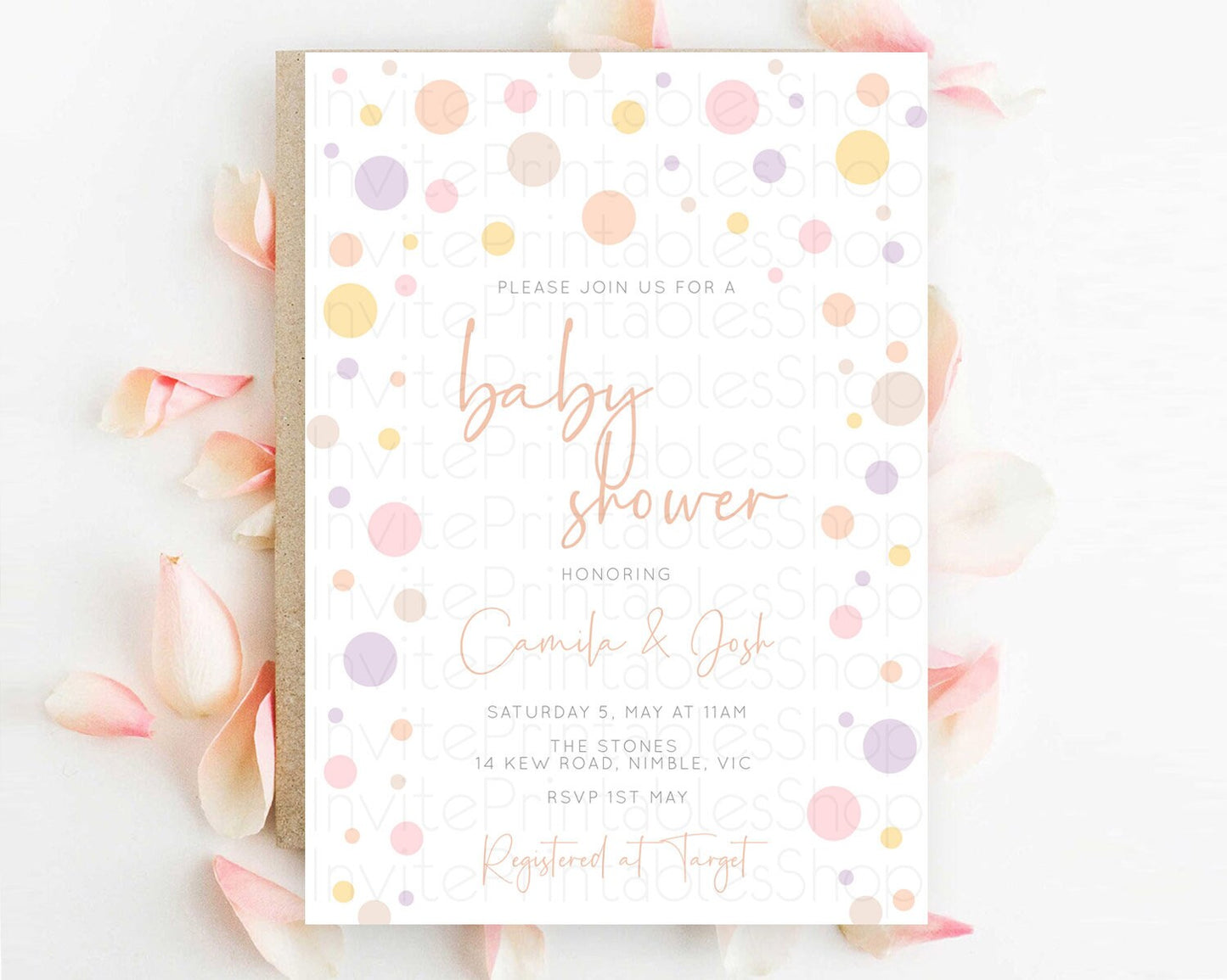 Pastel Rainbow Baby Shower Invitation Pastel Confetti Invitation Sprinkles Bubbles Invitation Colorful Rainbow Confetti Theme D10759