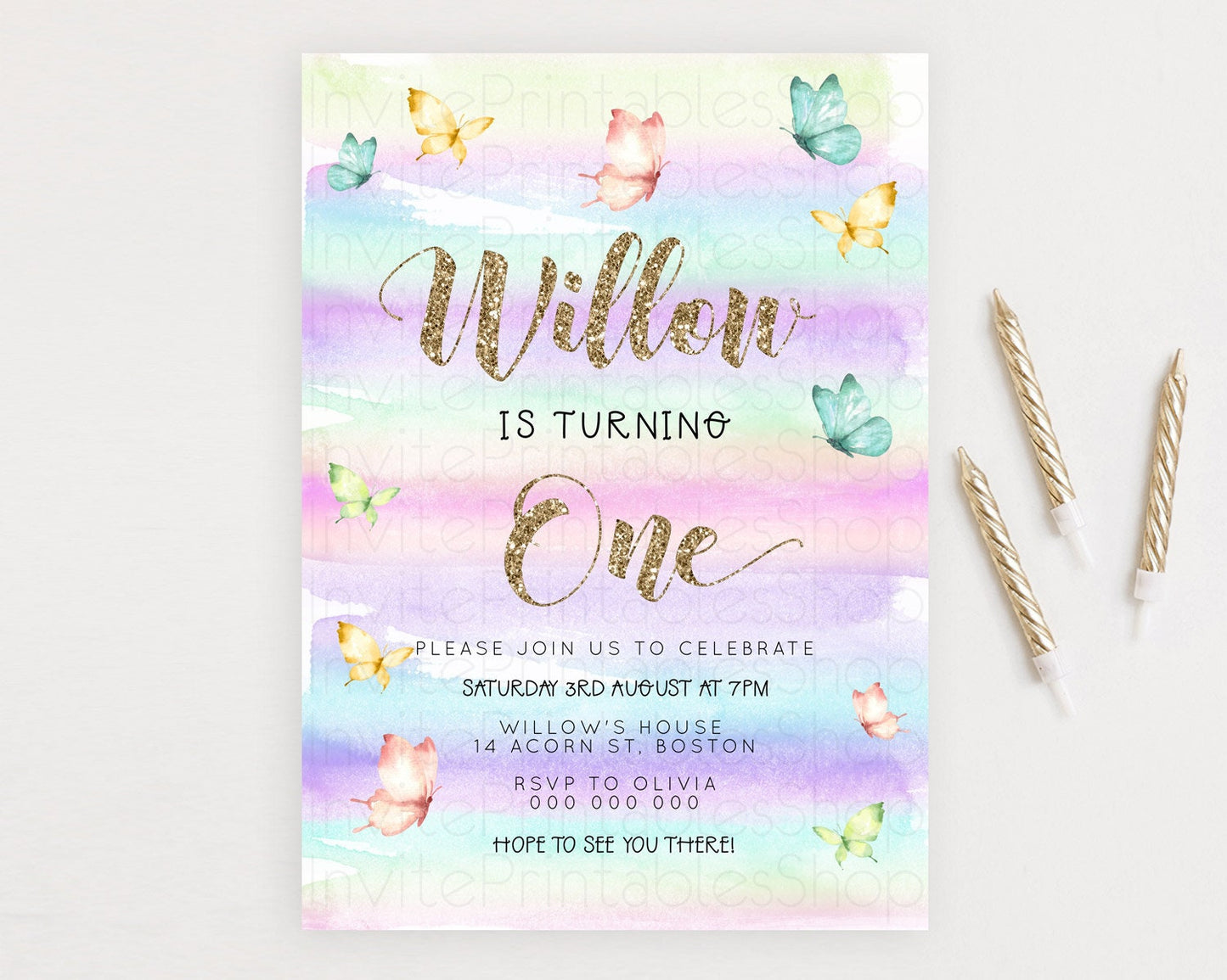 Editable Pastel Butterfly Birthday Invitation Butterfly Birthday Invitation
