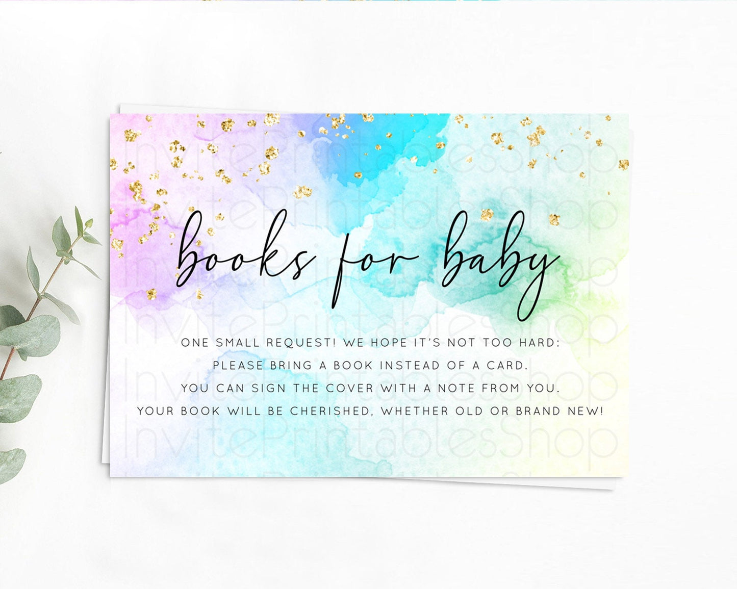 Pastel Books For Baby Card Pastel Rainbow Book Insert Colorful Ombre Watercolor Book Card Confetti Glitter Baby Book Poem Request D10771