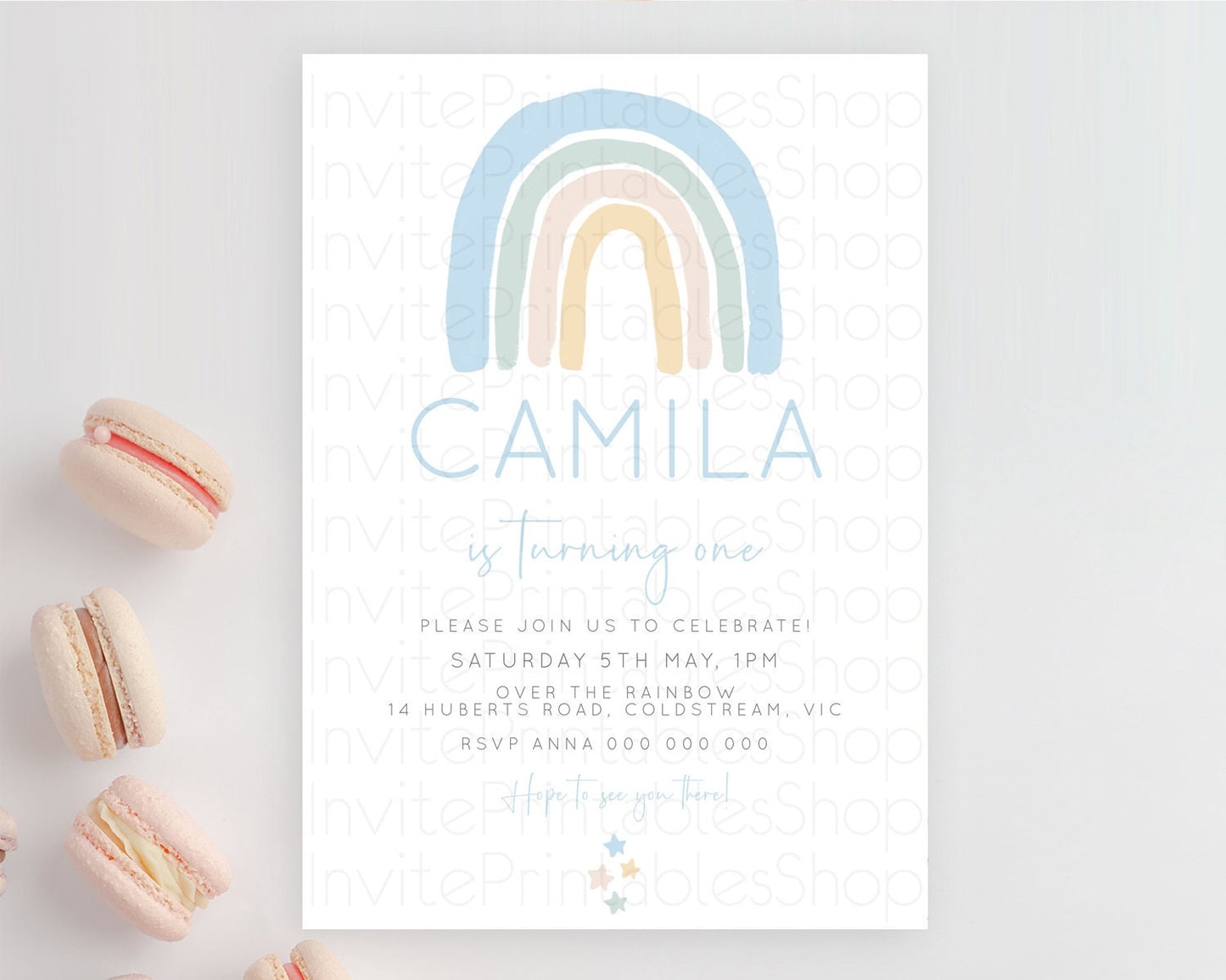Pastel Rainbow Birthday Invitation Pastel Rainbow Invitation Rainbow Invitation Pastel Invitation Boho Rainbow 1st First Birthday D10200