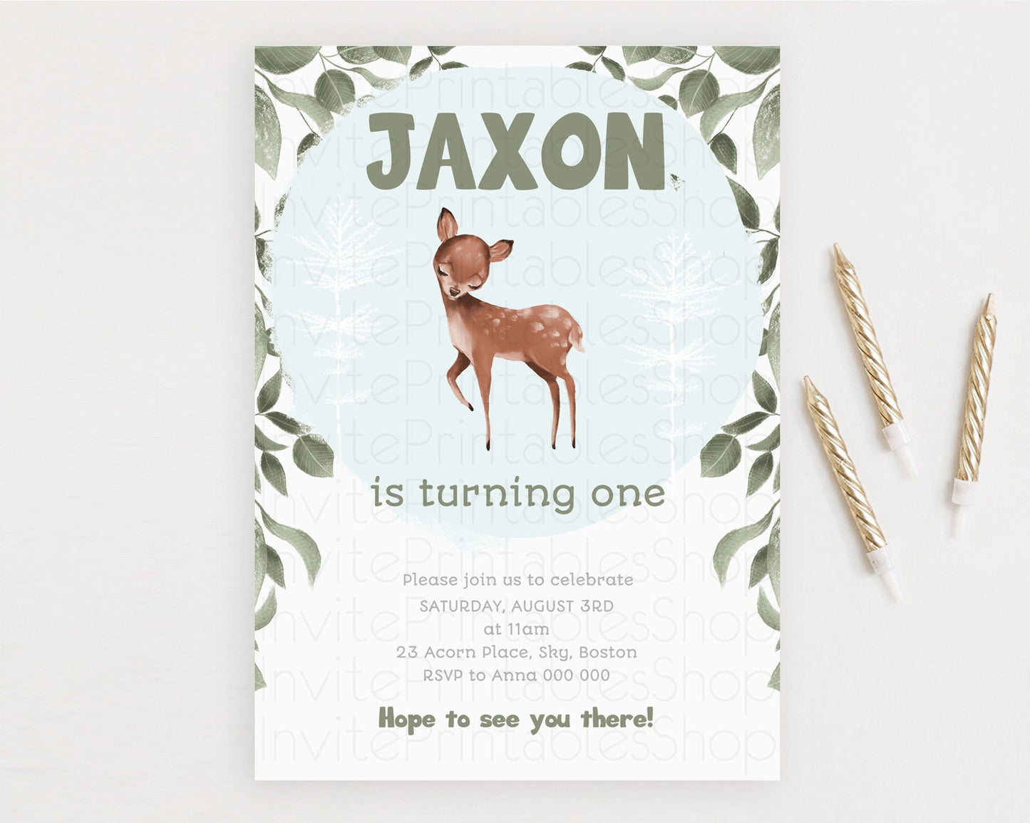 Fawn Birthday Invitation Deer Birthday Invitation Enchanted Forest Party Butterfly Pastel Flowers Whimsical 2nd 1st First Birthday D10718