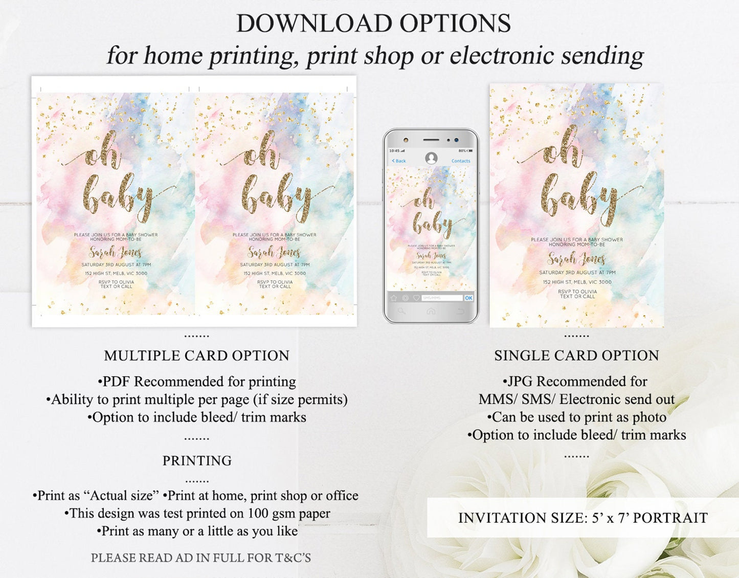 Rainbow Baby Shower Invitation Pastel Baby Shower Invitation Watercolor Ombre Invitation Rainbow Pastel Colors Invite Glitter Confetti 276