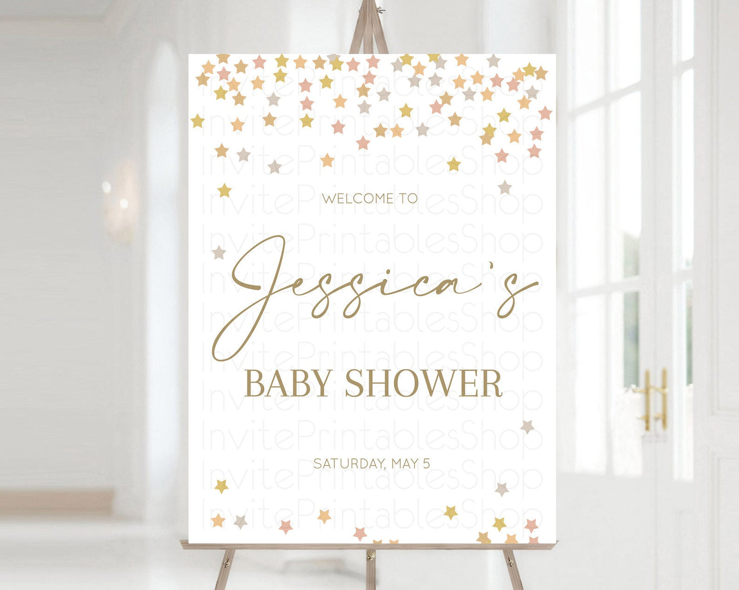 Star Baby Shower Welcome Board Pastel Stars Welcome Sign Shooting Star Rainbow Colorful Confetti Twinkle Little Star Welcome Sign D10342