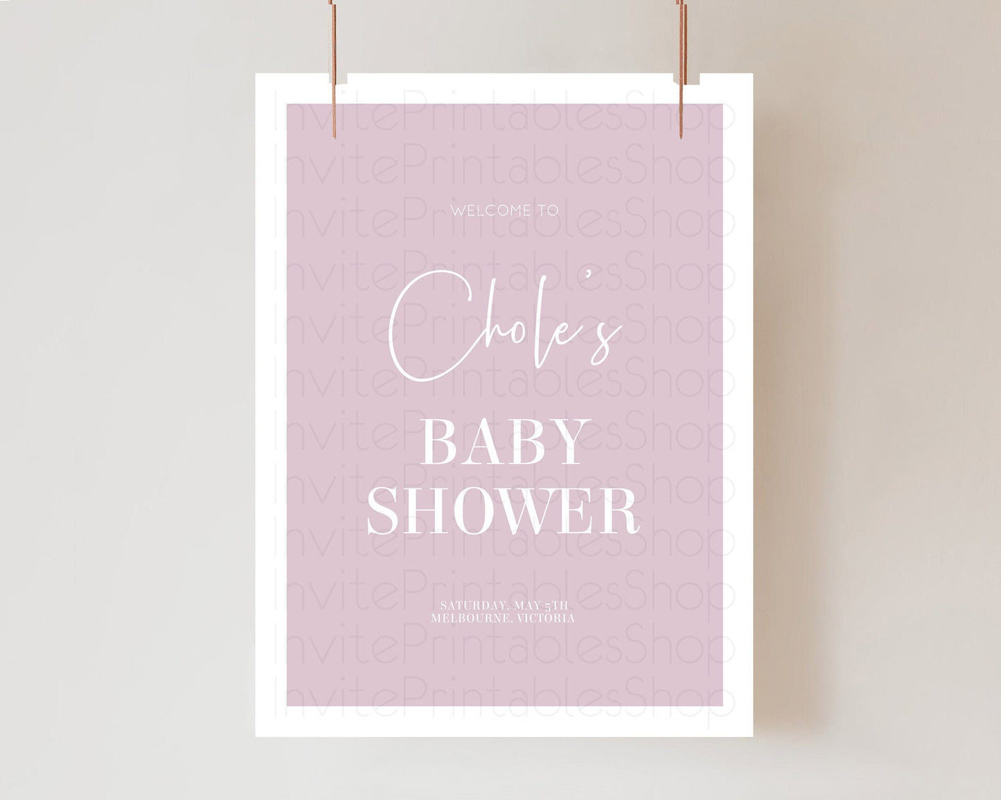 Pink Baby Shower Welcome Sign Plain Pink Welcome Board Minimalist Pastel Pink Welcome Poster Modern Pink Minimal Welcome Sign D10940