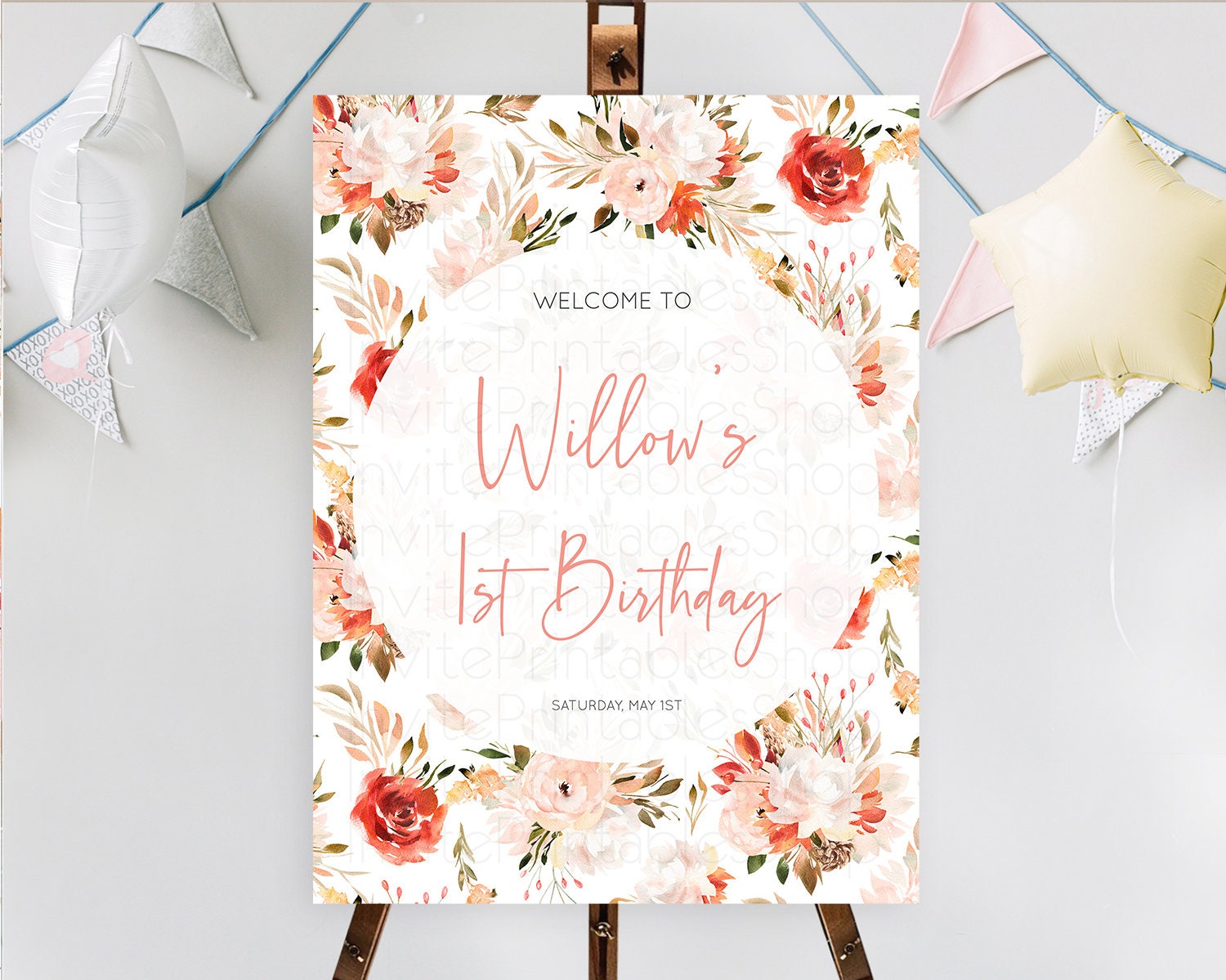 Editable Secret Garden Welcome Sign Wildflower Welcome Board Pastel Flower G