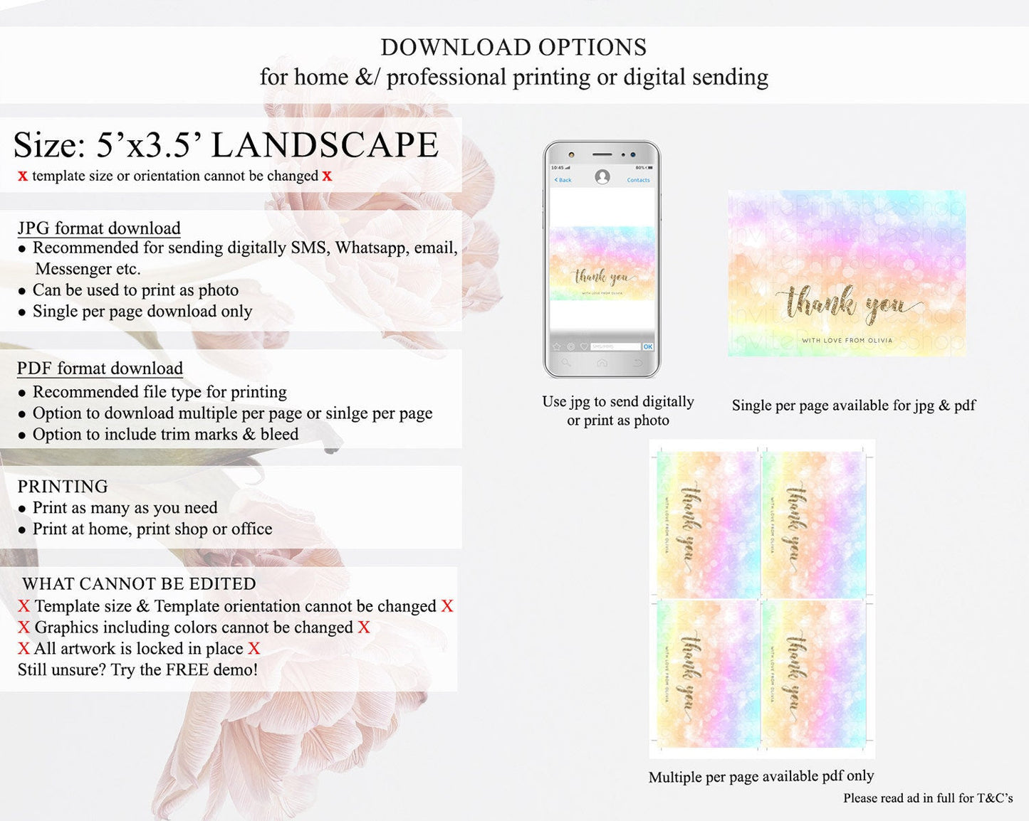 Pastel Thank You Rainbow Thank You Card Colorful Pastel Birthday Thank You Card Confetti Watercolor Pastel Teacher Thank You Cards D10648