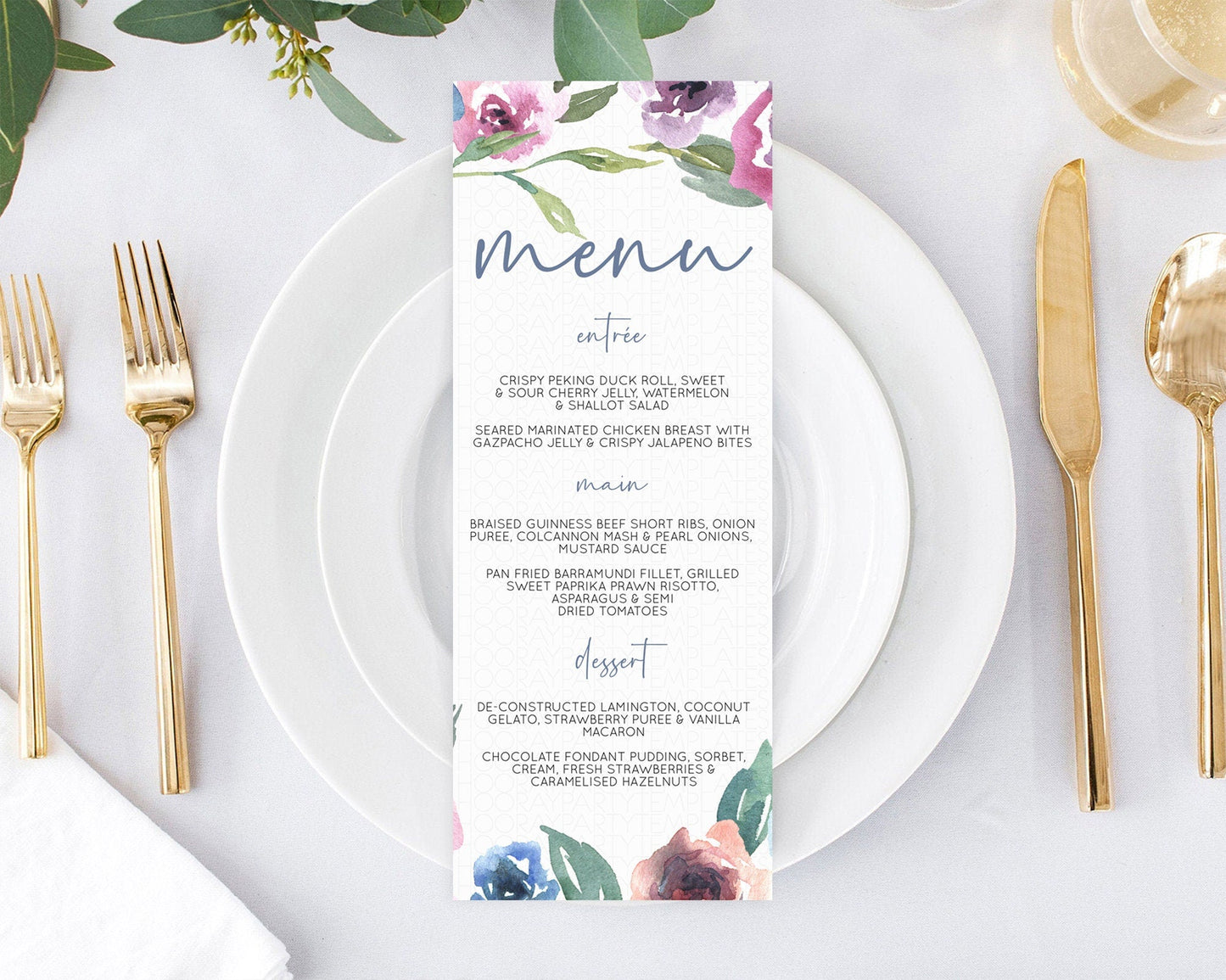 Secret Garden Menu Wildflower Menu Template Pastel Flower Garden Table Decor Boho Floral Dinner Dessert Floral Party Food Menu D10780