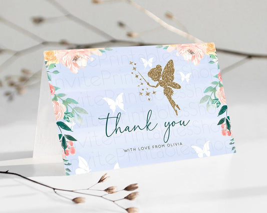 Editable Fairy Thank You Fairy Thank You Card Enchanted Garden Pastel Butter