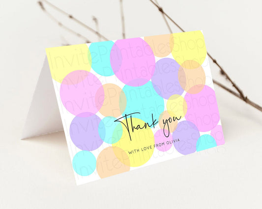 Rainbow Thank You Pastel Thank You Card Pastel Rainbow Birthday Thank You Confetti Colorful Pastel Cards Teacher Thank You Cards D10406