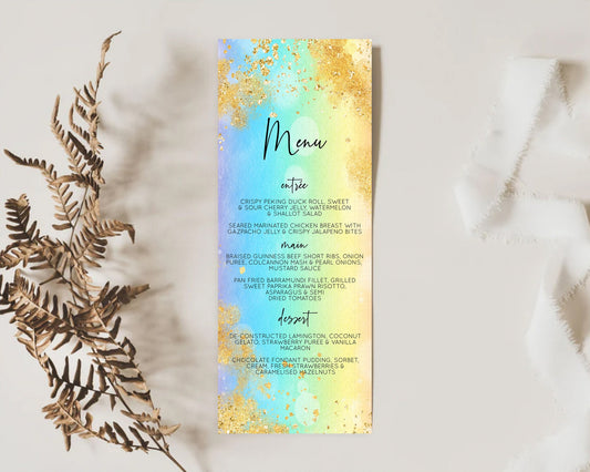 Editable Pastel Menu Pastel Rainbow Menu Template Colorful Pastel Table Deco
