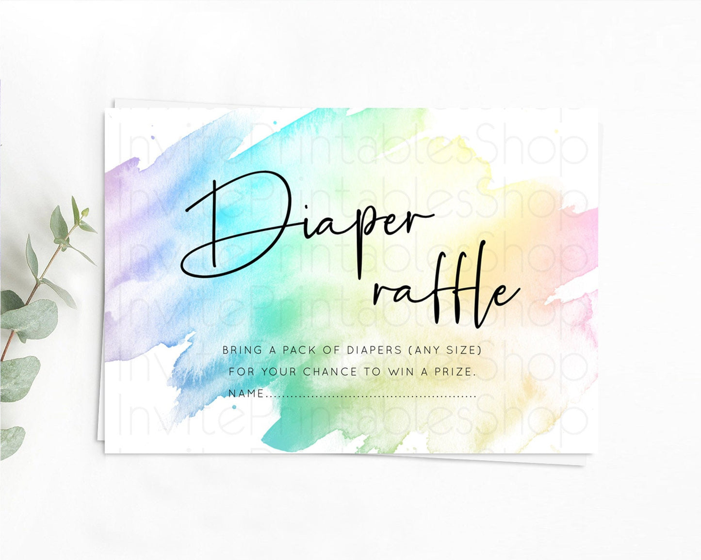 Editable Pastel Diaper Raffle Card Pastel Rainbow Diaper Raffle Insert Color