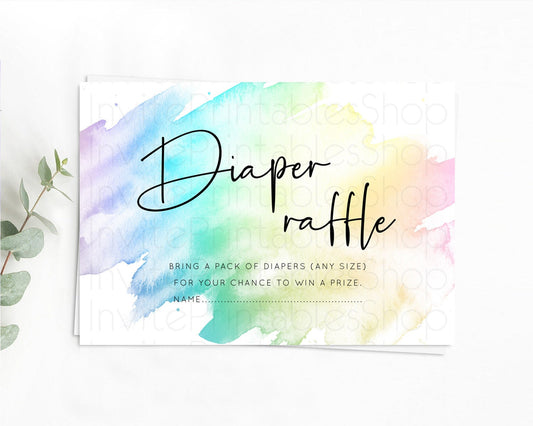 Editable Pastel Diaper Raffle Card Pastel Rainbow Diaper Raffle Insert Color