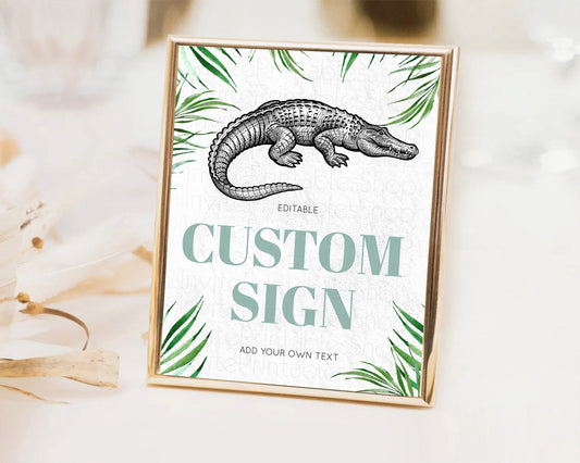 Editable Croc Gator Sign Swamp Table Sign Decor Croc Gator Party Sign Templa