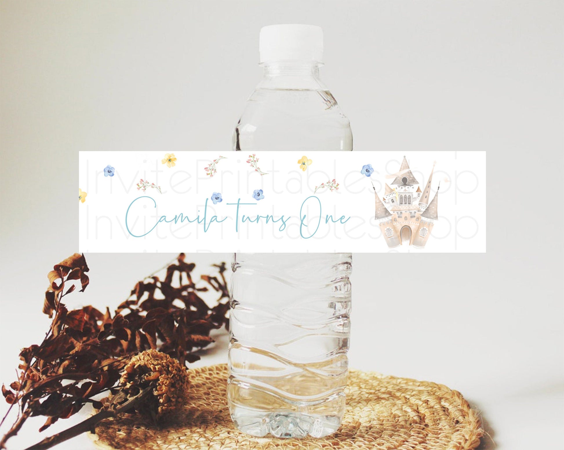 Editable Princess Water Label Template Secret Garden Enchanted Castle Pastel