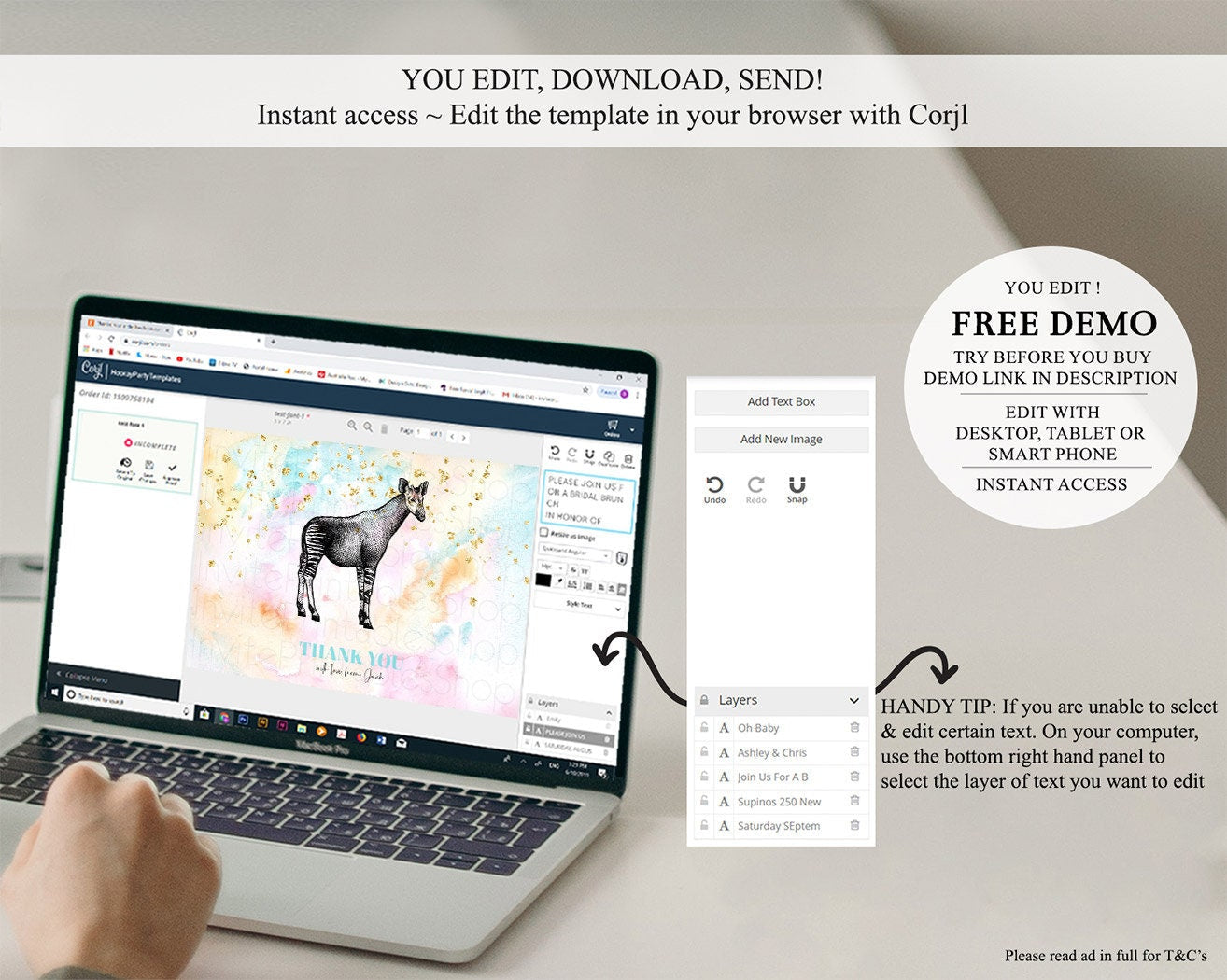 Pastel Okapi Thank You Rainbow Okapi Thank You Card Colorful Rainbow Birthday Thank You Pastel Okapi Teacher Thank You Card Template D10282
