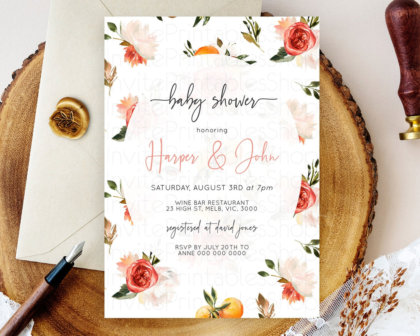 Wildflower Baby Shower Invitation Secret Garden Baby Shower Invitation Pastel Flowers Invite Enchanted Garden Shower Floral Theme D10540