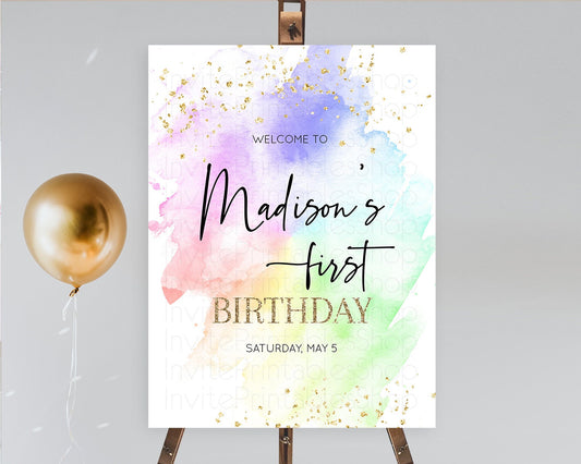 Editable Pastel Welcome Sign Pastel Rainbow Welcome Sign Colorful Rainbow Co